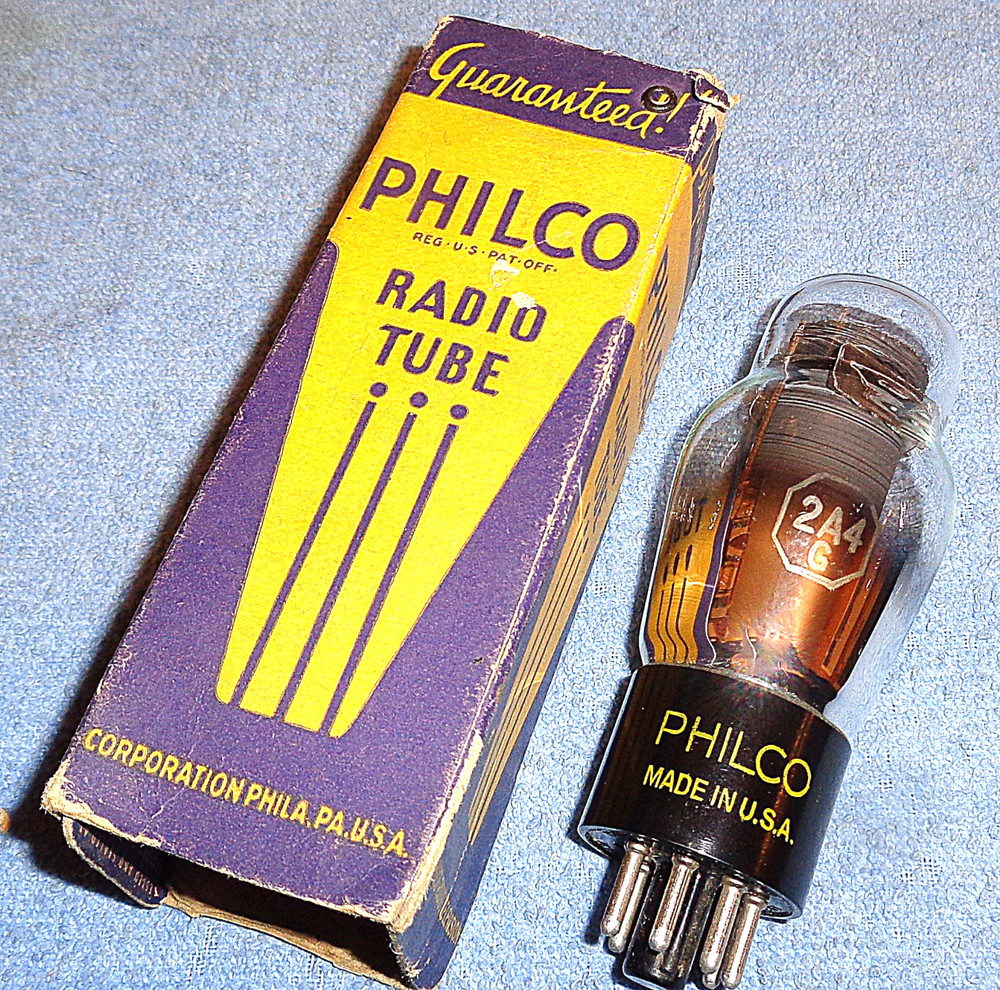 1 NOS Philco 2A4G Vacuum Tube for Philco Radios with Wireless “Mystery Control”