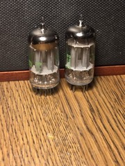 12AU7 Vacuum Tube Pair Sylvania Test NOS 100 % Gray Plate Slant D Get Tube Amp