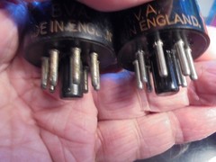 BRIMAR 6SL7GT PAIR OF OLD STOCK GREY PLATE TESTED BRITISH VINTAGE VALVES TUBES