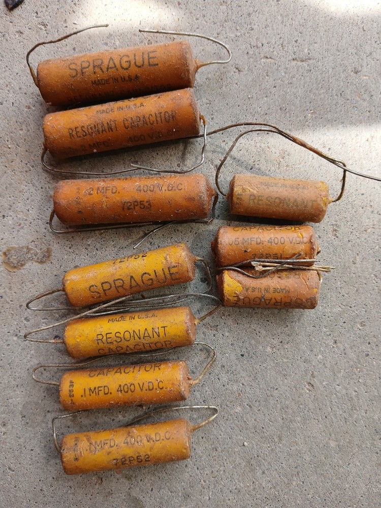 10 NOS Vintage SPRAGUE 72P51 72P52 72P53 400 Volt DC Molded Paper Capacitors