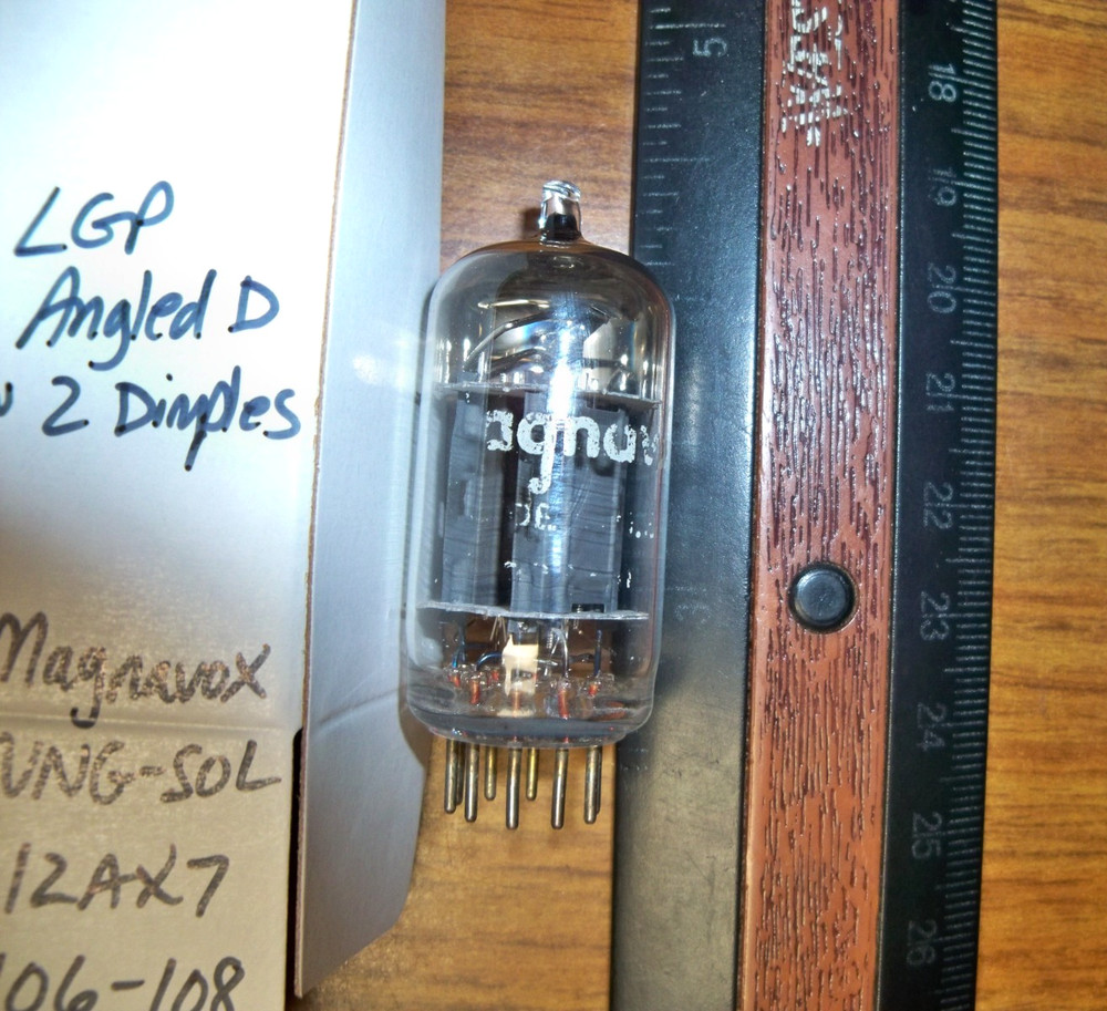 Strong Magnavox by TUNG-SOL Long Gray Plate Angled D Getter 12AX7 / ECC83 Tube