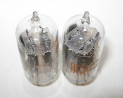 Vintage RCA 12AU7A PLATINUM GRADE Clear Top Preamp Tubes Matched Pair =6189 5814