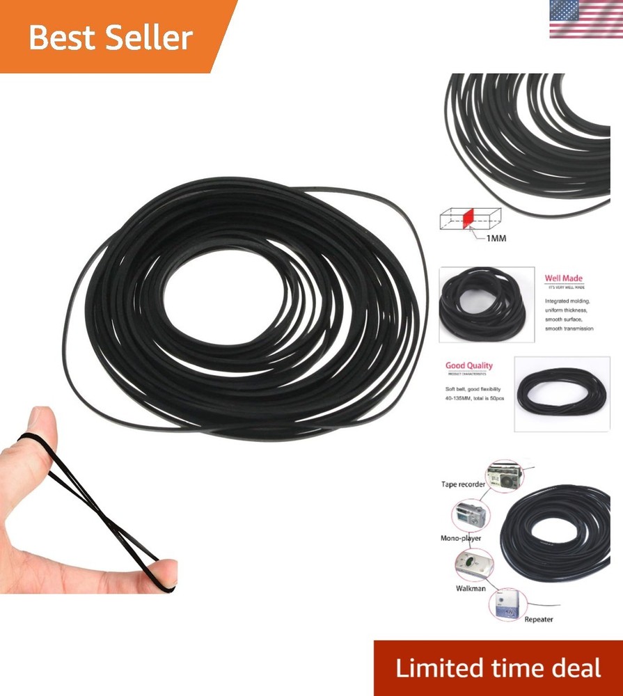 50Pcs High-Quality Recorder Repair Rubber Belts – Fits Most Devices 40-135 MM