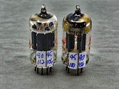 (2) Sylvania 12AX7A ECC83 Preamp Tubes Gray Plates O Getters Tests NOS Amplitrex