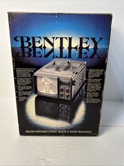 Bentley Deluxe Portable TV Black & White Television 5” Battery Powered Vintage