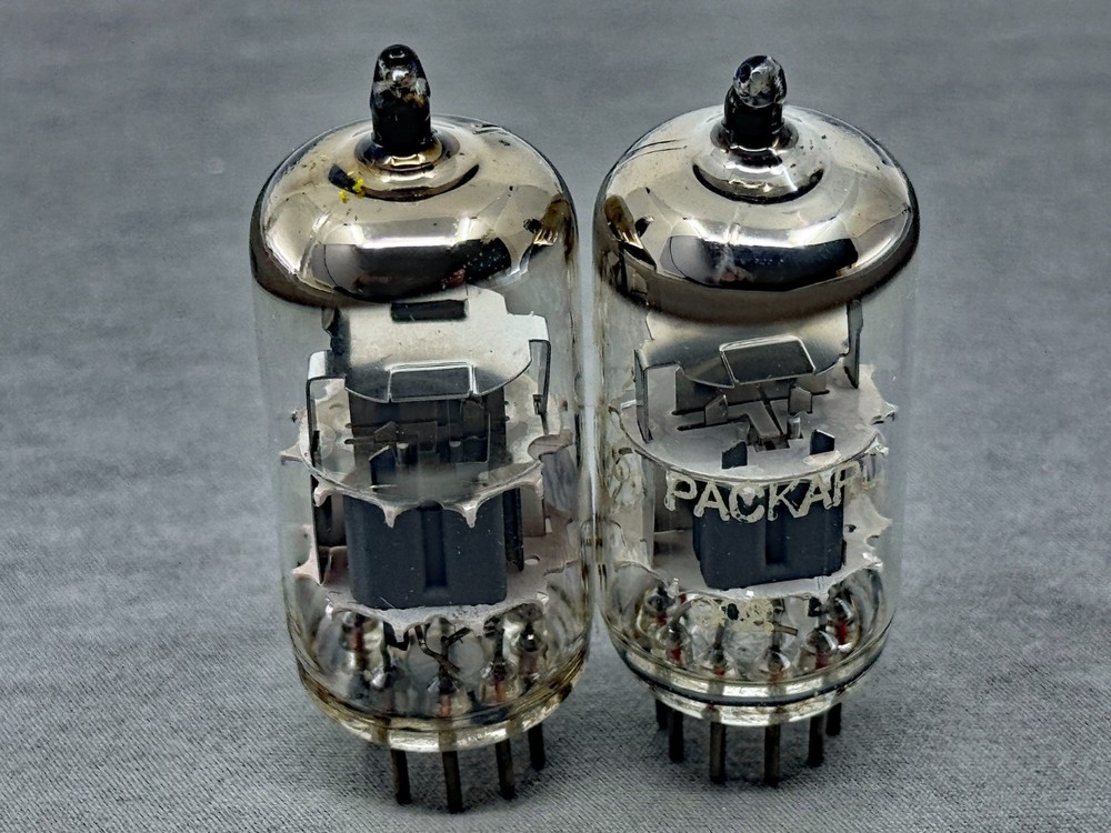 (2) Amperex Hewlett Packard 6DJ8 ECC88 Tubes O Getters Heerlan Holland Test NOS