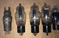 Lot of 6 Vintage Glass Vacuum Tubes – IB525S (3 ea), 6BG6G, 58, 6C6