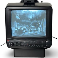 Vintage Optimus 7″ B/W Portable Mini TV W/ Radio Tested Gaming CRT W Box AV