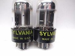 6SN7 GTB NOS SYLVANIA YELLOW LABEL PLATINUM MATCHED PAIR SHORT BOTTLE TV7