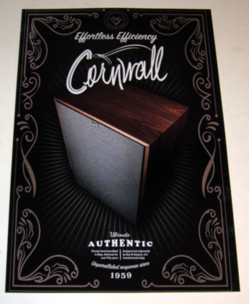 Klipsch Cornwall Audiophile Poster 19″ x 13″ Legendary Speaker 1959-Now