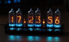 Nixie tube clock. IN-14 6 digits tubes. Carbon fiber case. USB-type C