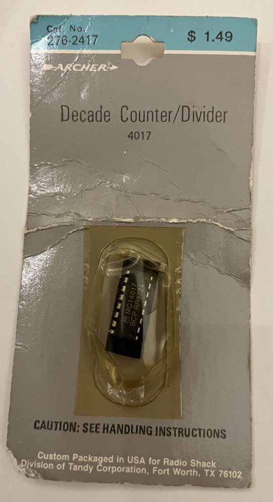 Radio Shack 4017 COS/MOS Decade Counter/Divider 276-2417 Archer Tandy
