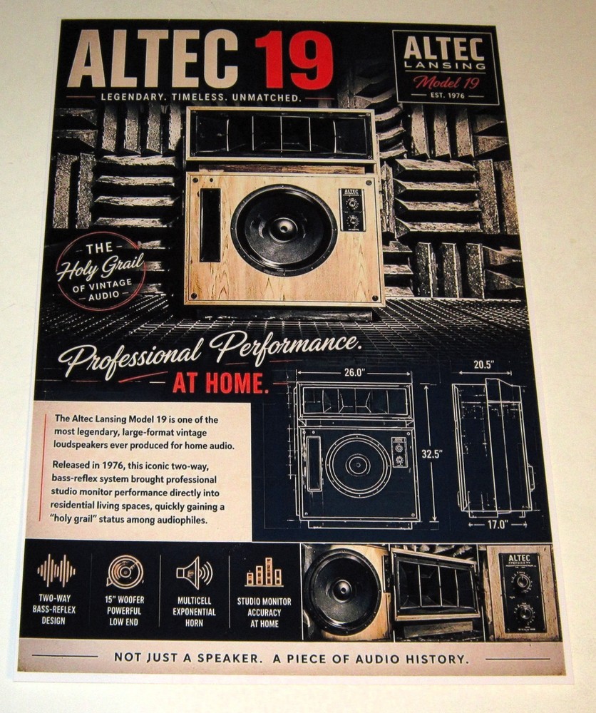 Altec Lansing Model 19 Home Studio Legend Speaker 1976 Poster 19″ x 13″ Horn