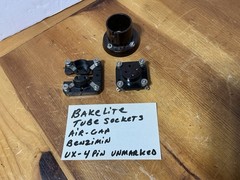 3 BAKELITE UX 4 PIN tube socket BAYONET TYPE 81, 01A UX-26, UX-227 VTG RADIO