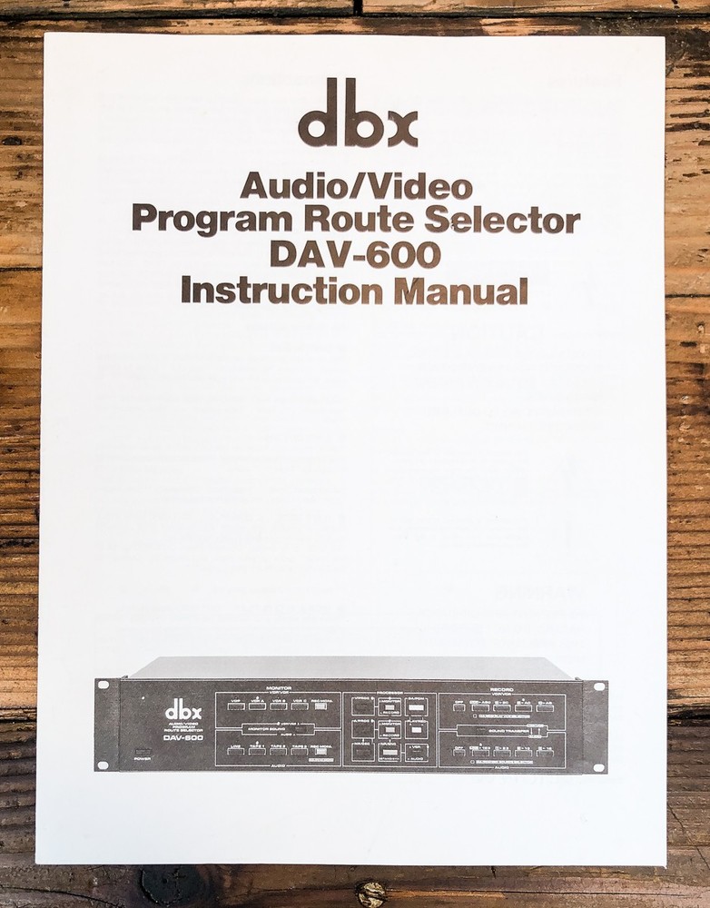 DBX DAV-600 Program Route Selector Owners / User Manual *Original*