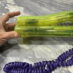 Vintage Swatch Twin Phone Deluxe Clear Neon Green Purple Cord 1989 Swiss Design