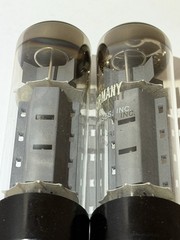2 Nice Closely Matched Siemens 6CA7 EL34 Tubes O Getters Dimple Top Test Strong!