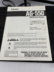 Vintage TEAC AG-550 AM/FM Stereo Receiver w/Graphic EQ & CD/VCR/PHONO WORKS