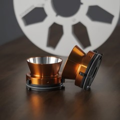 2X Studevox Metal Orange NAB Hub Adapters For Open Reel to Reel Tape Recorders