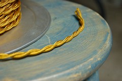 Gold Twisted Rayon Covered Wire, Vintage Style, Cloth Lamp Cord, Antique Lights