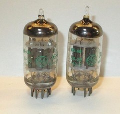 GE JG 6072A Tubes Two Mica Short Black Ribbed Plate Halo Foil Getter NOS Pair