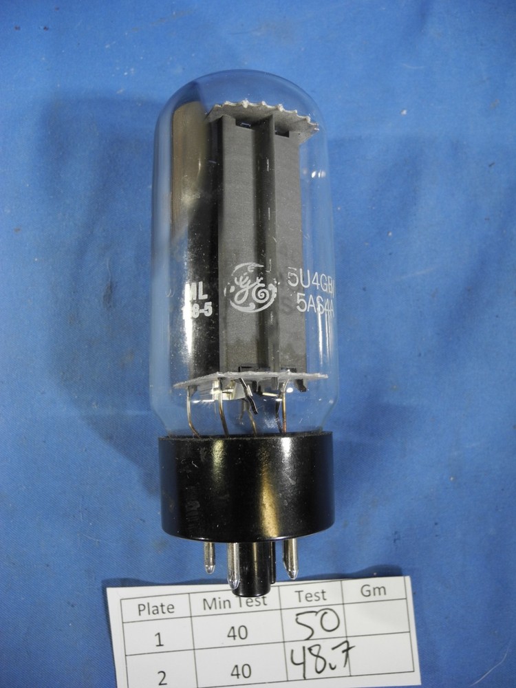 GE 5U4GB / 5AS4A Vacuum Tube STRONG!!  (TESTED W/ TV-7D/U)