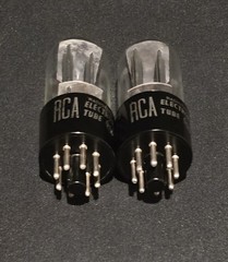 RCA 6SN7 GTB TUBE 1950s TOUGH DOGS 2 HOLE BLACK LADDER PLATES MATCHING SET
