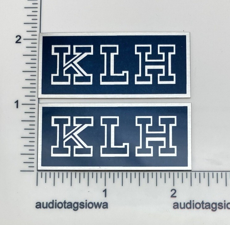 KLH Speaker Grill Badge Logo Pair Emblem Custom Made Aluminum