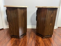 PAIR EMPIRE GRENADIER 6000 SPEAKERS Round Marble Table Top Vintage