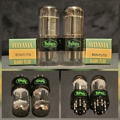SYLVANIA 6SN7 GTB TUBE 1959 CHROME TOPPED HALO BLACK PLATES MATCHING SET