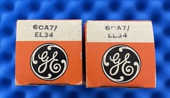 TWO GE 6CA7 EL34 Tubes /Amplitrex 👍/ STRONG PLATE CURRENTS / OO Disc Getter ’83