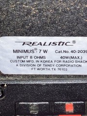 Pair Of Realistic Minimus-7W Speakers Walnut Wood Case (Tested)