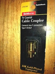 RADIOSHACK TV COAXIAL CABLE COUPLER GOLD SERIES 278-304