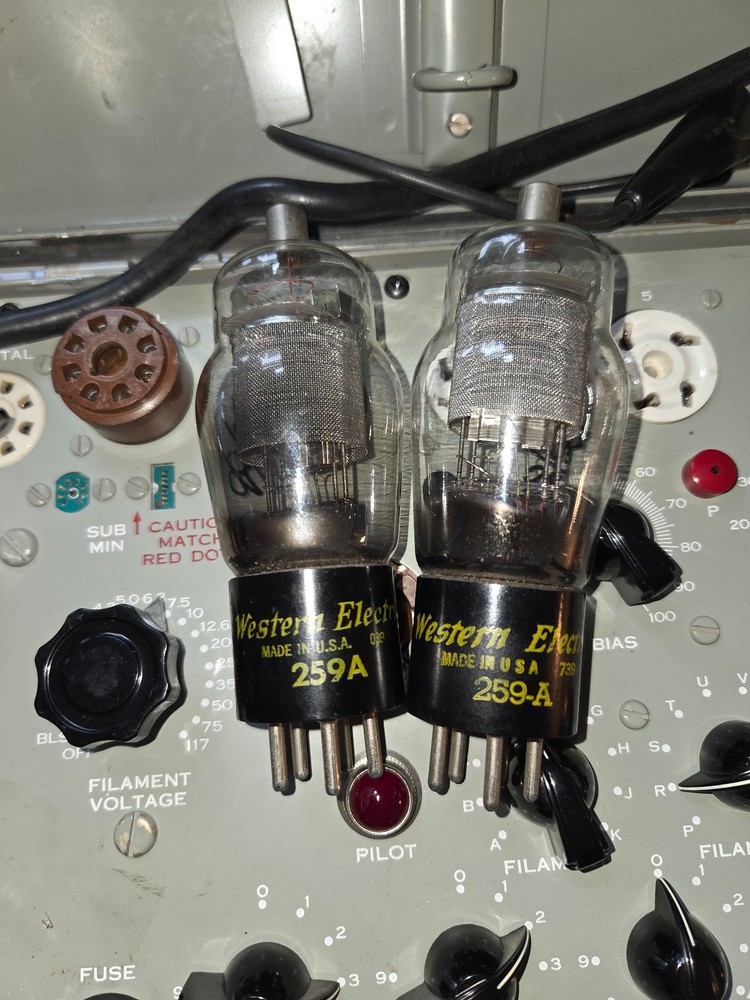 Matched Pair of Western Electric 259-A Tubes TV-7D/U Tested