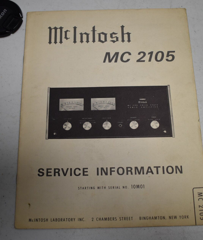 Original McIntosh MC 2105 Service Information Manual