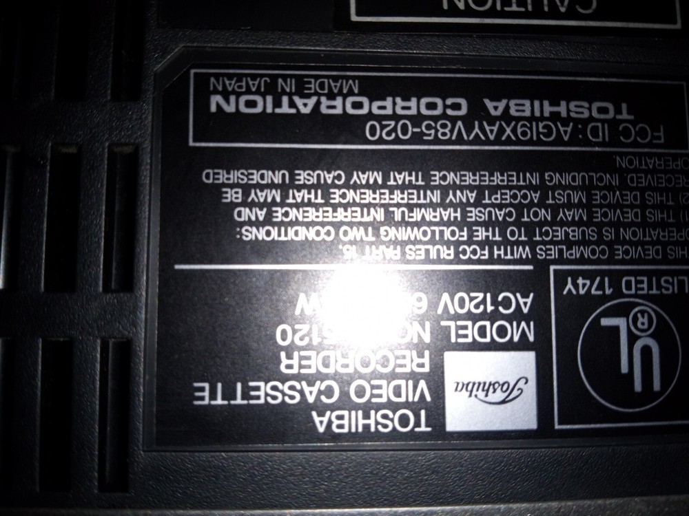 Toshiba Video Cassette Recorder Model #m-5120