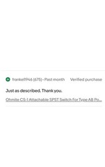 Ohmite CS-1 Attachable SPST Switch For Type AB Potentiometers 2 Amp 125 Volts