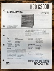 Sony HCD-G3000 Stereo Service Manual *Original*