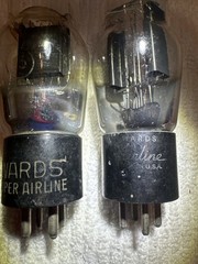 2 Wards Super Airline Vacuum Tubes – 45 Triode & 80 Rectifier – 4-Pin Untested
