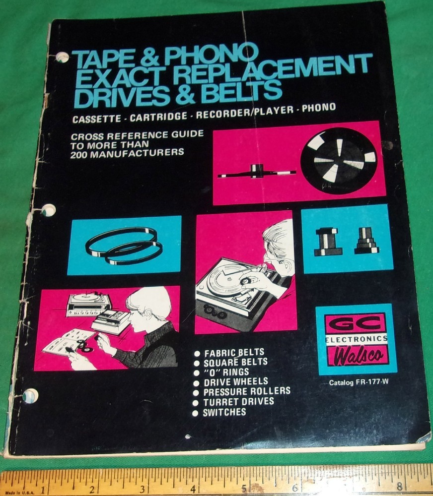 Vintage 1974 Walsco Tape Phono Audio Drive Belt Idlers Catalog GC Electronics