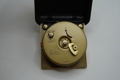 Vintage EQUITY Travel Alarm Clock Gold Tone Folding Case Made in China