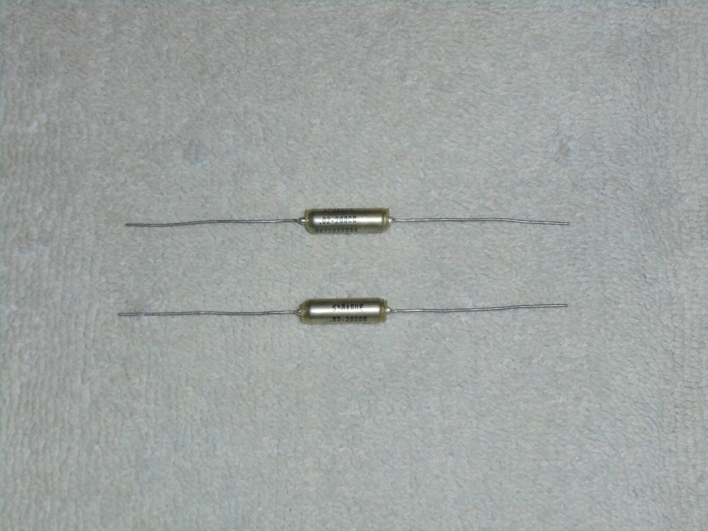 2 SPRAGUE Vitamin “Q” .02uf 200v CAPACITORS Tube Radio Guitar Tone Amp NOS USA