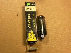 NOS NIB 1950s Sylvania 12V6GT Smoked-Glass Vacuum Tube Black Plates Guaranteed