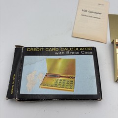 Credit Card Calculator with Brass Case Vintage LCD Taiwan Futura