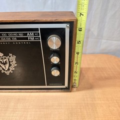 Vintage AM/FM Transistor Radio Remembrance MCM 10″x7″ Woodgrain