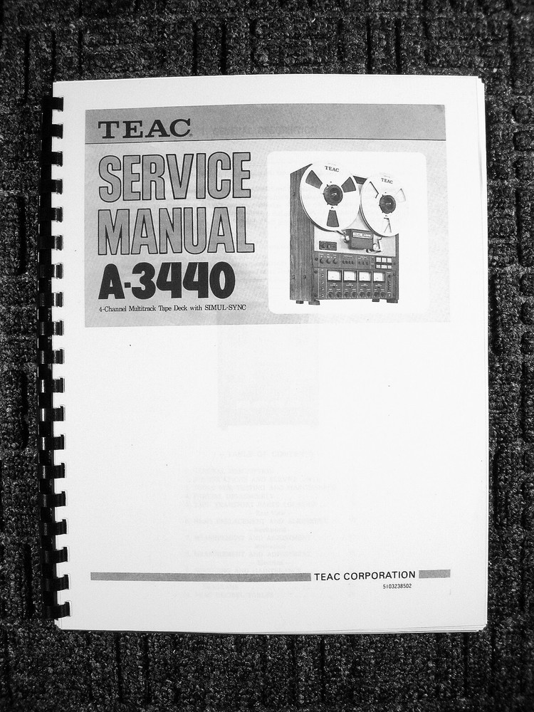 ONE NEW COPY TEAC A-3440 REEL TO REEL TAPE DECK RECORDER “SERVICE” MANUAL