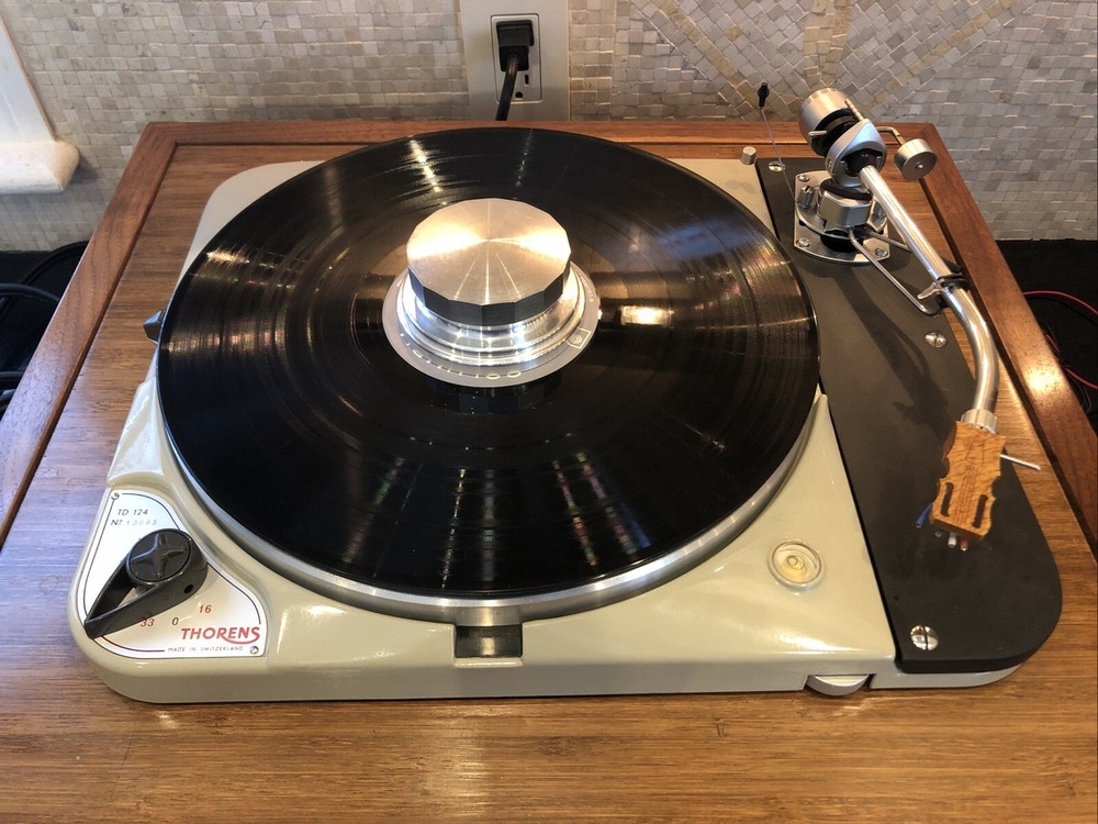 Thorens TD 124 Turntable SME 9″ Tonearm 78/45/33 rpm Custom Platter Wood Plinth