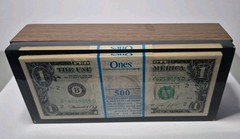 Vintage Lucite $500 1974 US One Dollar Bills Paperweight AM Radio Retro Works!
