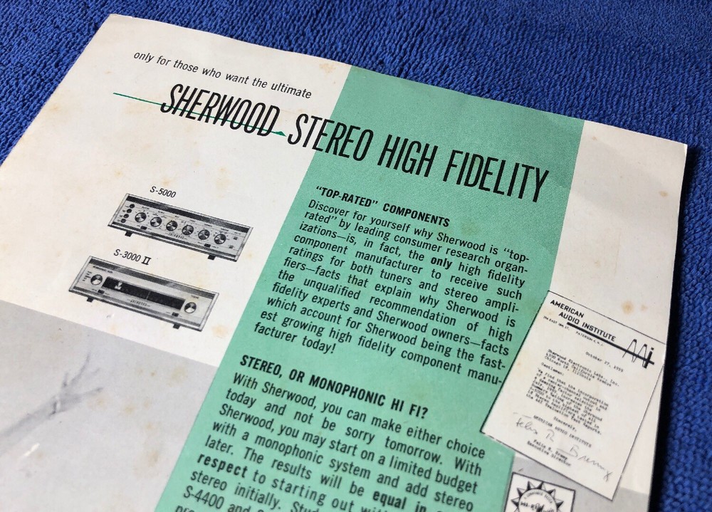 SHERWOOD STEREO HIGH FIDELITY ORIGINAL PROMOTIONAL PRODUCT BROCHURE M302x