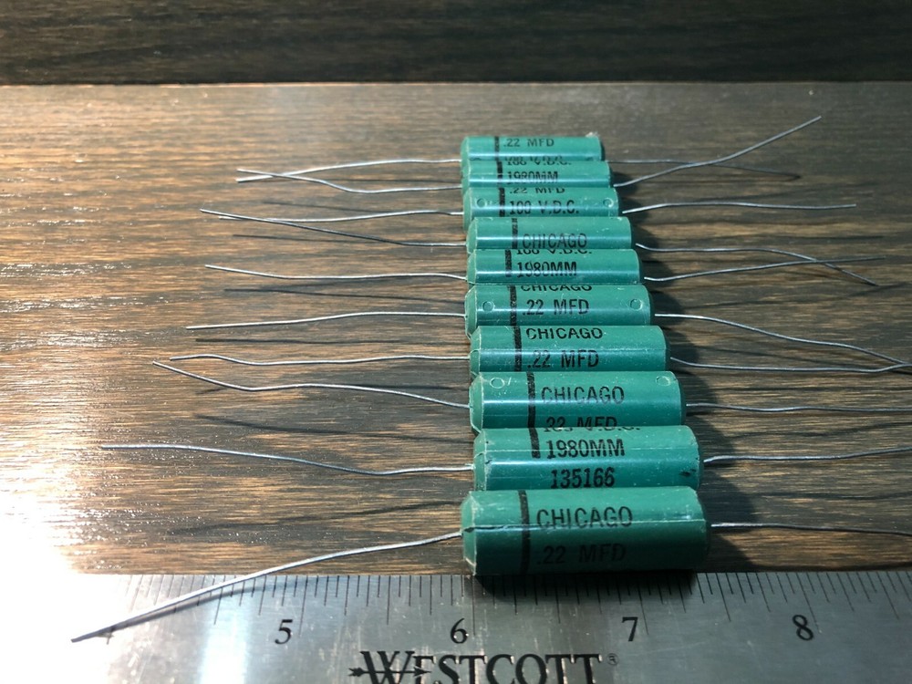 (Lot of 10) NOS 1960’s Chicago Tone Capacitors .22uf 100v 220nf 0.22uf